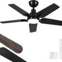 42 Inch Ceiling Fans with Lights: Black Indoor Ceiling Fan for Bedroom Living Room - 5 Blades Dimmable Small Ceiling Fans with Remote Control Timer 6 Speeds Reversible Quiet DC Motor