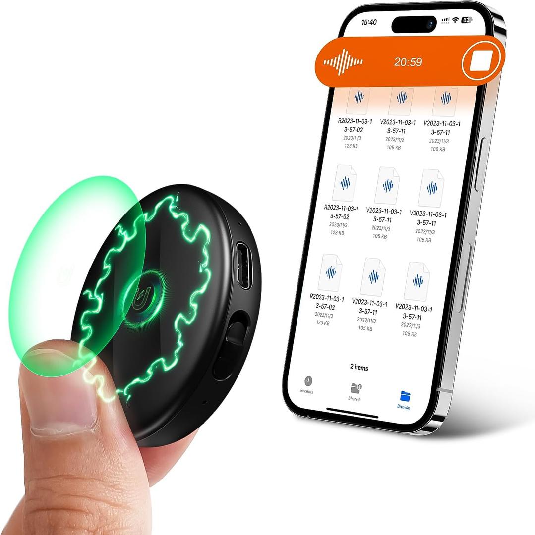 64GB(4800Hours) Magnetic Voice Activated Recorder - Digital Voice Recorder with DSP 5.0 AI-Intelligent Noise Cancellation, Smart Tap Recording Device Portable for Lectures Meetings Interviews Classes