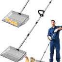 15" Extra Large Chicken Poop Scooper with Ergonomic Grip, Adjustable Length (24.6"76.6"), Metal Sifting Shovel with Holes for Chicken Coop Cleaning, Multifunctional Chicken Manure Scoop