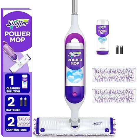 Swiffer PowerMop Multi-Surface Mop Kit for Floor Cleaning, Includes PowerMop, 2 Mopping Pad Refills, 1 Cleaning Solution with Fresh Scent and 2 Batteries Swiffer PowerMop Multi-Surface Mop Kit for Floor Cleaning, Includes PowerMop, 2 Mopping Pad Refills, 1 Cleaning Solution with Fresh Scent and 2 Batteries