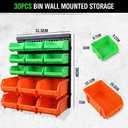 SWANLAKE GARDEN TOOLS 30-Bin Wall-Mounted Storage Bins, Heavy-Duty Garage Tool Organizer for Screws, Nuts, Bolts, Nails, Small Hardware Parts - Easy Installation and Customizable