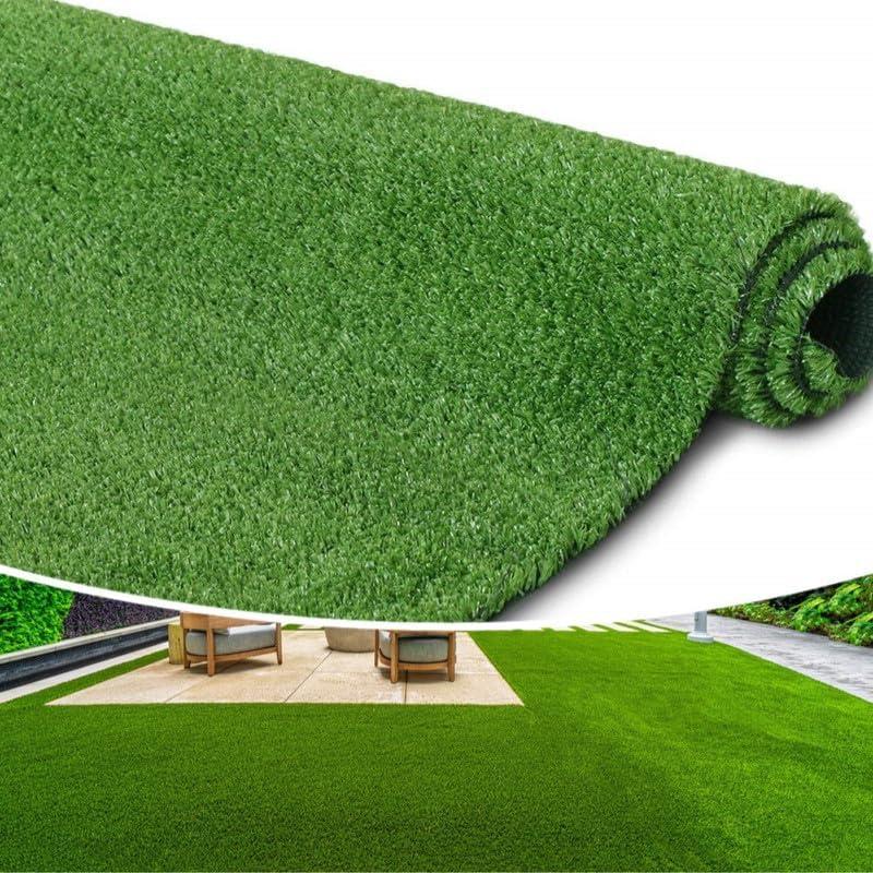 Artificial Grass Turf Rug 7x15 Ft Indoor Outdoor Fake Grass Mat for Dogs, Pets, Synthetic Lawn for Patio, Playground, Easy Install and Clean with Good Drainage