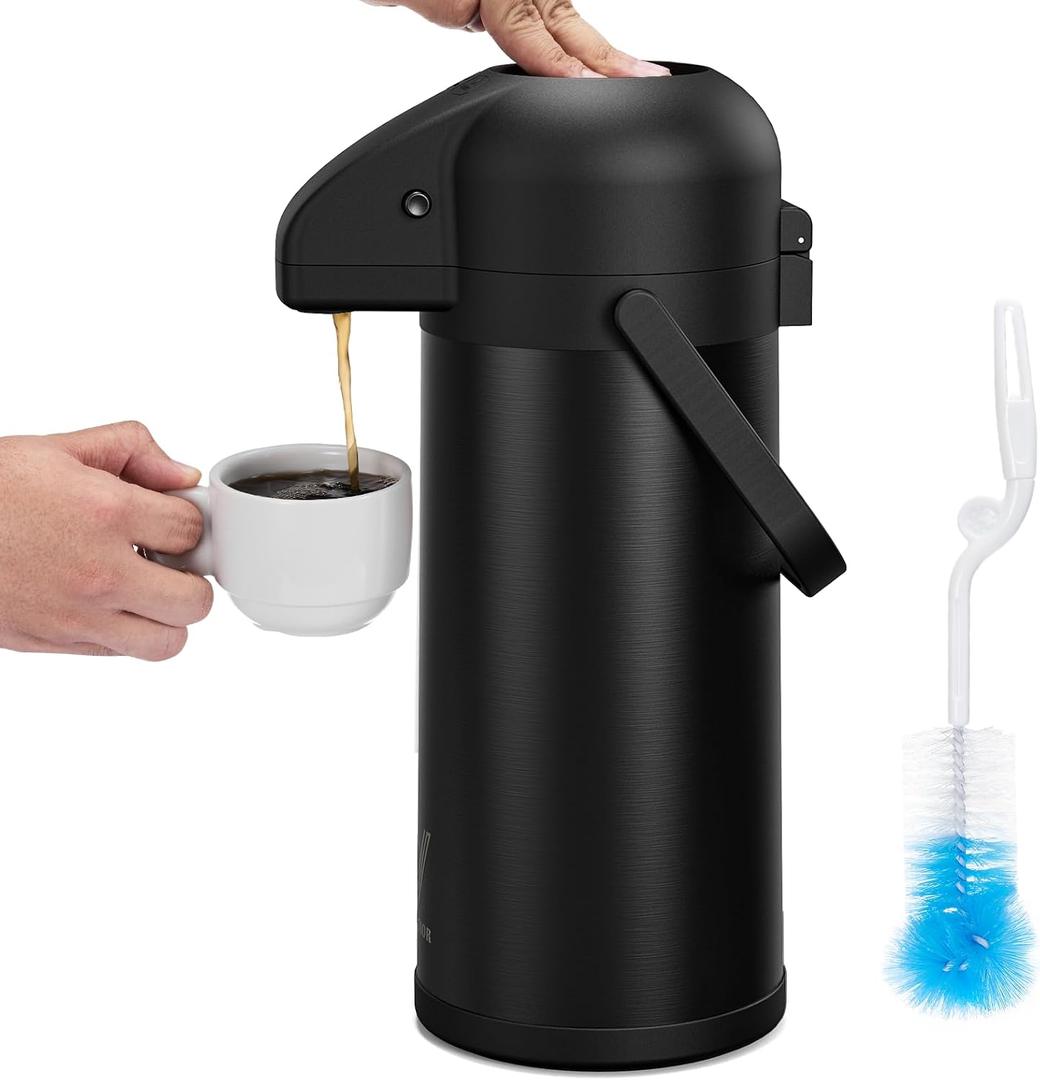 Airpot Coffee Carafe for Keeping Hot - 102 OZ/ 3.0L Coffee Dispenser with Pump - Insulated Stainless Steel thermal carafe for Hot Drinks Water Tea, Chocolate - Hot Beverage Dispenser for Parties