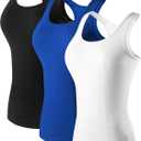 NELEUS Women's 3 Pack Compression Base Layer Dry Fit Tank Top (04# 3 Pack:blue,white,black) 
XS