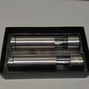 Electric Salt and Pepper Grinder Set - Battery Operated Stainless Steel Mill with Light (2 Mills) - Automatic One Handed Operation - Electronic Adjustable Shakers - Ceramic Grinders