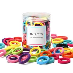 3 x 100 Pcs Baby Hair Ties, Seamless Cotton Toddler Hair Ties for Girls and Kids, Multicolor Small Soft Hair Elastics Ponytail Holders(10Colors)