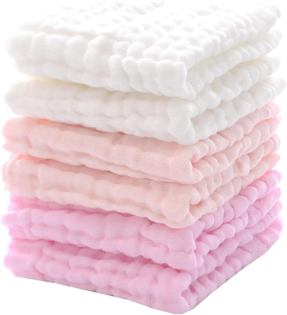 Cotton washcloths, face Cleaning Cloths,Bath Small Towels,6 Pack, 12x12 Inches