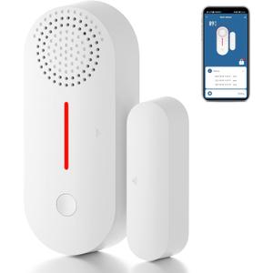 WiFi Door Sensor Alarm: Smart Door Window Sensor with 90db Alarm & App Notification, Wireless Door Open Contact Sensor for Home Security Burglar Alert Compatible with Alexa Google Home (1pack)