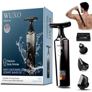 Back Shaver for Men, USB-C, Electric Groin Hair Trimmer Ultra-Wide 2" T-Shaped Head LED Display, 4 in 1 Kit with Long Handle, Safety Lock, IPX7 Wet/Dry, Multi-Functional Back Trimmer,(Ash Silver)