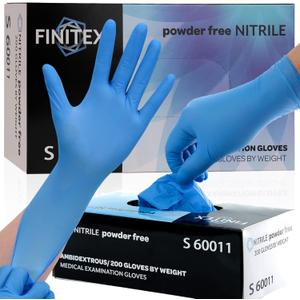 FINITEX Blue Disposable Nitrile Exam Gloves - 200 PCS/BOX 3.5mil Rubber Powder-Free Latex-Free Medical Cleaning Food Gloves