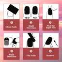 Press On Nails Almond- Fall Pink Red Black Medium Almond, Reusable Nails Press Ons, Fake Nail with Adhesive Tabs, 12 Sizes 24 Pcs Nail Kit with 1 Prep Pad, 1 Manicure Stick, 1 Mini File (3Pcs)