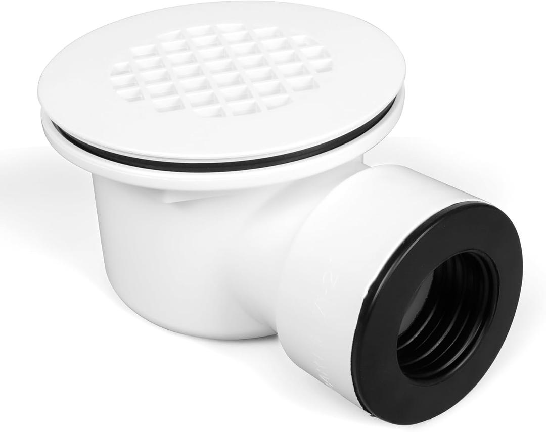 1-1/2" Side Outlet Shower Drain with Perforated Strainer, Low Profile Shower Drain Trap, PVC Shower Base Drain, Prevent Clogs & Odors, Creating Walk-in Showers