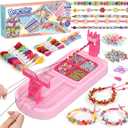 Friendship Bracelet Making Kit for Girls Ages 8-12, DIY Arts and Crafts Loom Bracelet Maker for Kids, Jewelry Making Kit with Beads String, Christmas Birthday Gifts for Girls 6 7 8 9 10 11 12 Year old