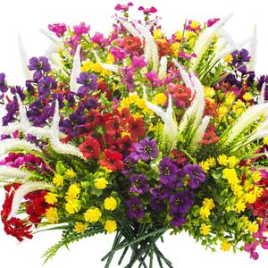 Lifelike Artificial Flowers Outdoor UV Resistant, 20-Pack Weatherproof Fade-Resistant Fake Hanging Plants for Garden Porch Decor - Realistic Mixed Colors in Hanging Baskets (Outdoor Use Verified)