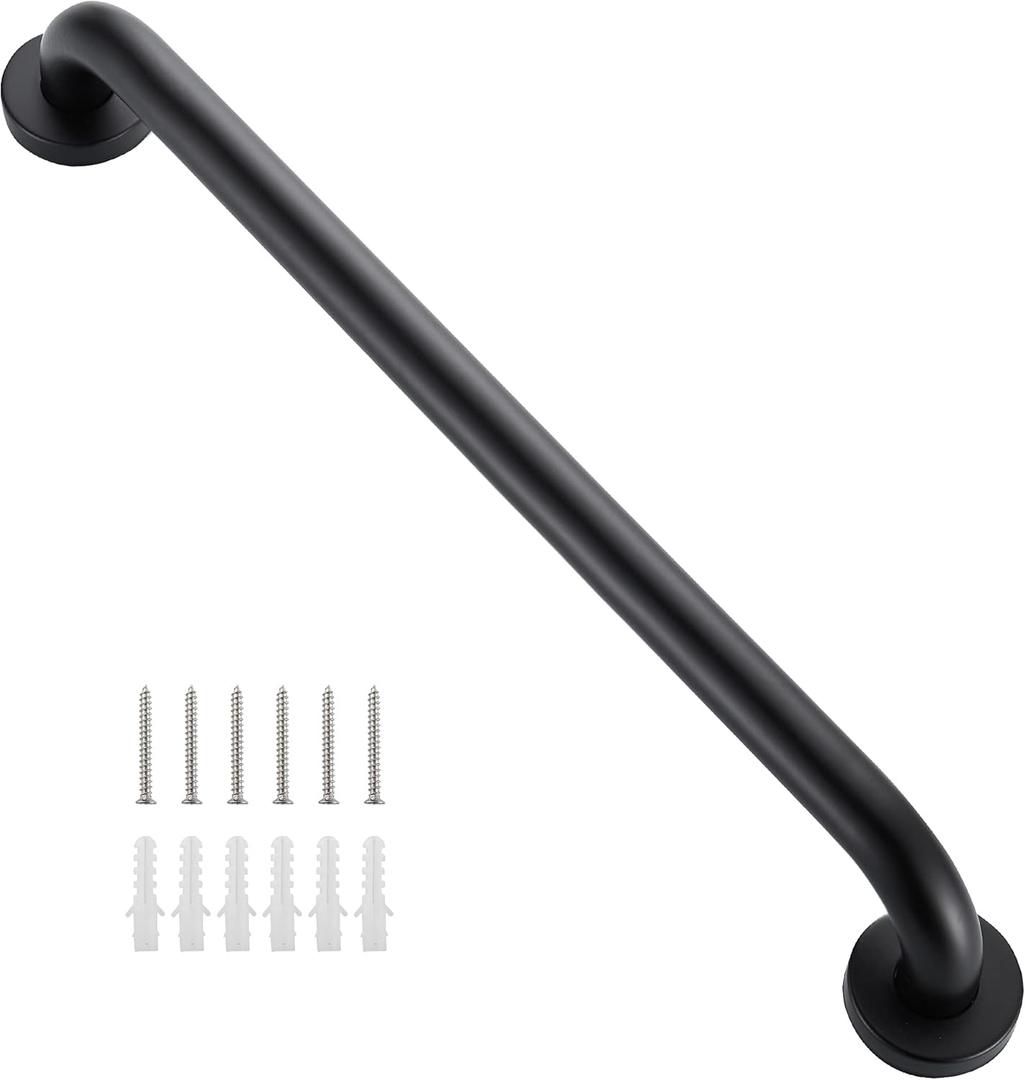 Shower Grab Bar Bathtub Bar, Stainless Steel Safety Grab Rail, Home Care Bathroom Safet Hand Support Rail Balance Handrail, 20 Inches, Matte Black