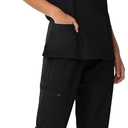 Scrubs for Women, V-Neck Scrubs Top & Cargo Pants with 10 Pockets (Black, XXL)