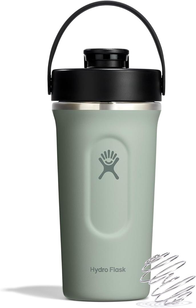 Hydro Flask Shaker Bottle  Insulated Stainless Steel Gym Bottle for Pre Workout & Protein 24 Oz Agave Green