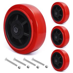 6 Inch Polyurethane Caster Wheels- Polyurethane on Polyolefin Core Wheel with Double Roller Bearing, Casters Set of 4 Heavy Duty with 4800 lbs Capacity, Use for Handling, Industrial Trolleys