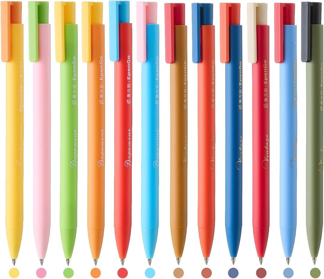 3 x Colored Pens 18 Pack, Colorful gel ink Pens Retractable Quick Dry 0.5mm Fine Point for Bullet Journaling, Note Taking, Coloring, Planning & Art Supplies (12 Pcs Dopamine and Vintage)