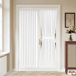 Vatge 50% Sunlight Blocking French Door Curtain, 36 x 72 Inch Door Curtains for Door Window Coverings, 1 Panel, W36 x L72, Pure White