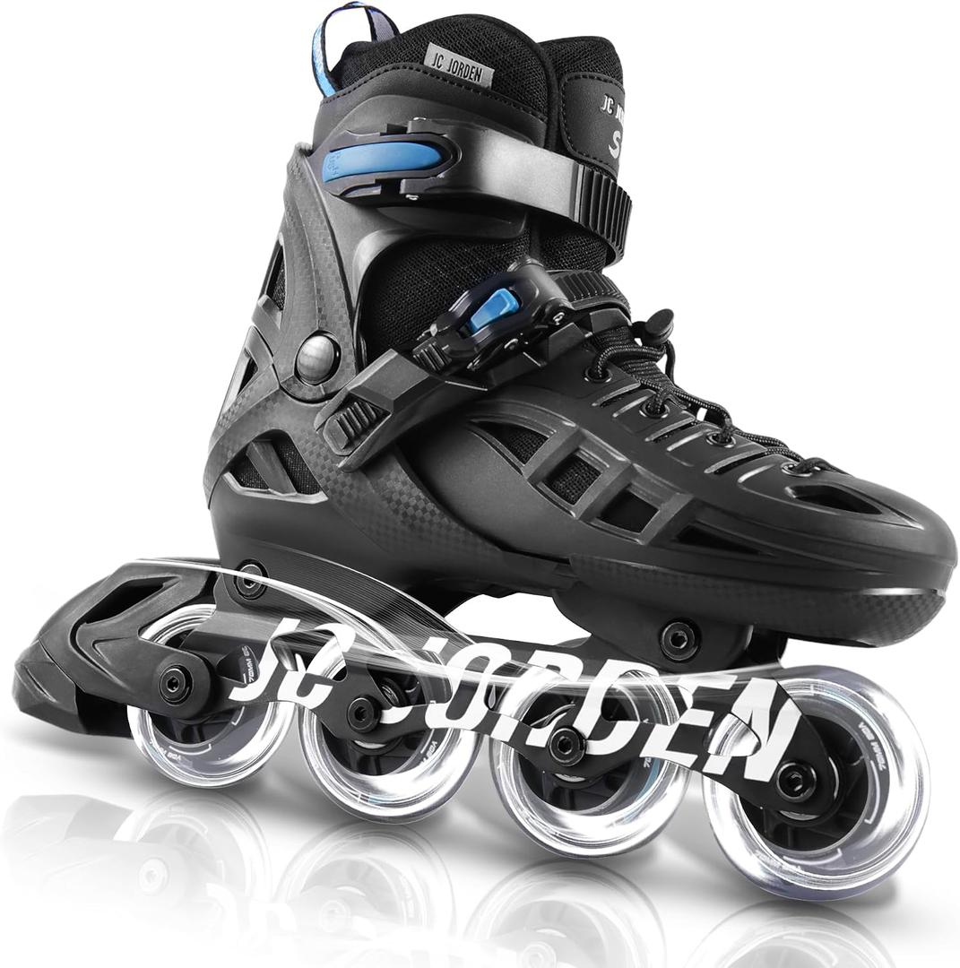 Inline Skates for Kids Girls and Boys, 4 Sizes Adjustable Roller Skates Blades with Full Light Up Wheels for Women Men, Durable Outer Shell, Roller Skates  Blue, XLarge-Youth & Adult (8-11 US)