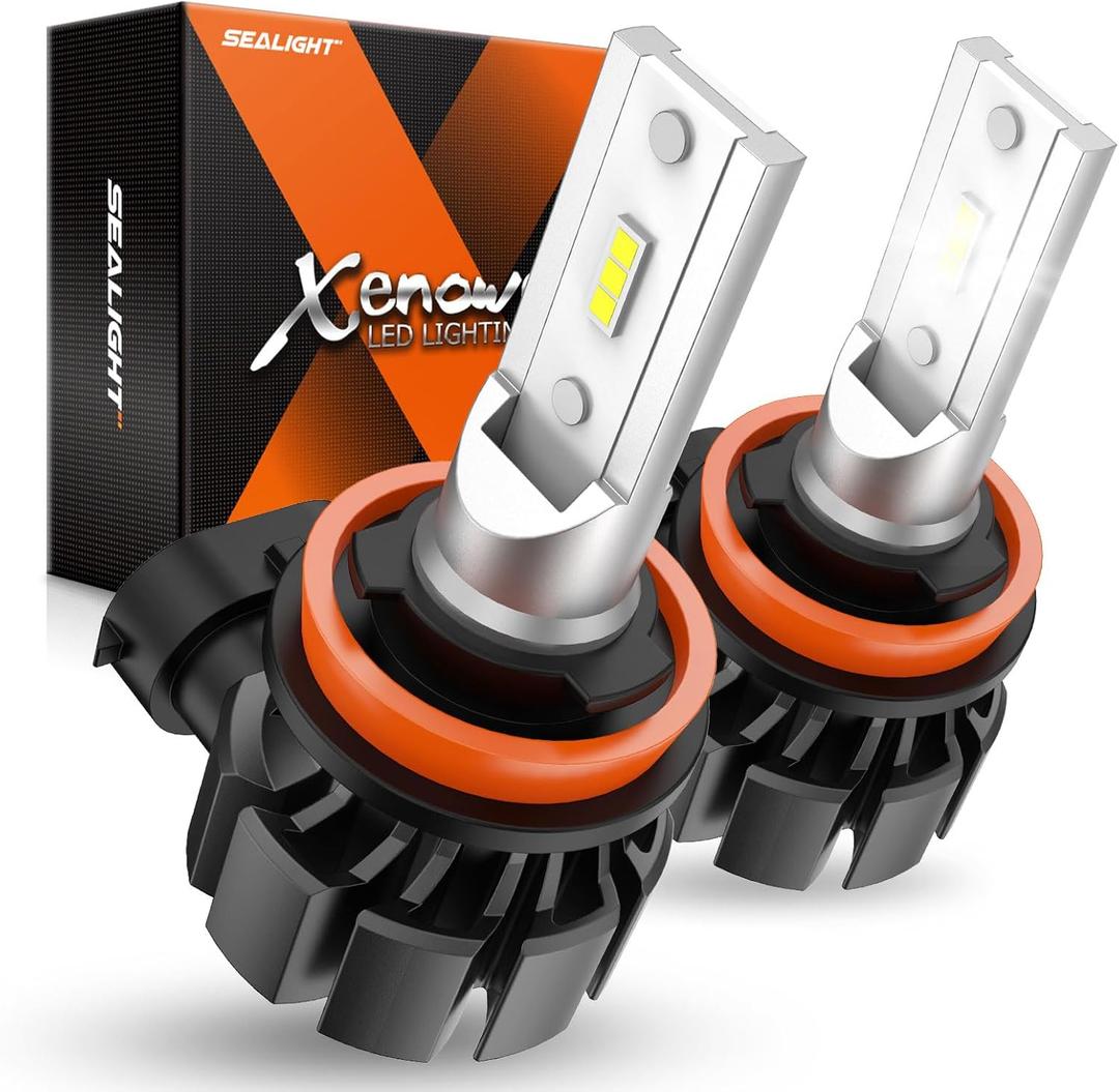 SEALIGHT H11 LED Fog Light Bulb, 600% High Bright 50000 Hours Lifespan H16 H8 Fog Light Bulbs H11 Fog Lights LED Bulb, 6500K Cool White Strong Penetration, Play and Plug, Pack of 2