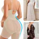 Decorus Women's Low Back Full Deep Plunge Strapless Bodysuit Mid Thigh Backless Shapewear Tummy Control Shaping Body Shaper (Beige, L)
