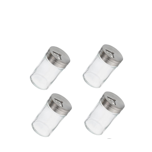 Alipis 4pcs Portable Glass Spice Bottles Seasoning Containers for Kitchen Easy to Clean and Reusable Lightweight and Convenient for Shaker Use