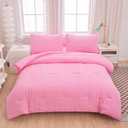 Pink Comforter Sets Queen Size, Pink Bedding Sets,Bed in a Bag Comforter 5 Pieces-Soft Lightweight Microfiber Bed Set for All Season