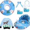 Cindeer 6 Pcs Christmas Doll Accessories Set Includes Clothes Sweater Ear Muffs Scarf Shoes Sleigh Snow Ring Set for 11.5 Inch Doll(Blue Penguin)