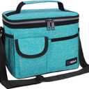 Opux Insulated Lunch Bag for Men Women, Leakproof Sea Blue Lunch Box for Work, Portable Soft Lunch Cooler Bag with Shoulder Strap, Adult Lunchbox Lunch Pail for Kid Boy Girl School, 14 Can/8L, Heather Sea Blue