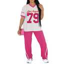 PINSV 2 Piece Sets for Women Summer Casual Outfits Jersey Shirts and High Waisted Pants Sets Rose Red M (M)