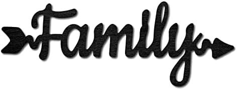 CREATCABIN Wood Cutout Family Arrow Sign Laser Cut Wooden Wall Decor Sculpture Hanging Decor Wall Art Decoration for Home Gallery Office Front Door Black 11.9" x 4.3"