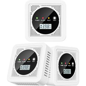 3 Packs, 2-in-1,Smoke Carbon Monoxide Detector,Carbon Monoxide Detector,Smoke Alarm,CO Alarm, 85 db Sound,Battery Powered CO Alarm with LEDs,LCD Digital Screen,Test Button