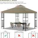 10x10 FT Gazebo Replacement Top, Canopy Replacement Cover Double Tiered for Outdoor BBQ Roof Cover Grill Shelter (Khaki)