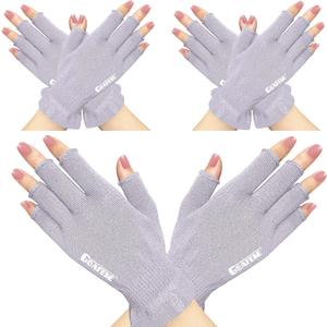 GSAFEME Cotton Gloves for Dry Hands - Fingerless Touchscreen Moisturizing Gloves for Sleeping - Cotton Eczema Gloves for Men and Women, Purple L/XL 3 Pairs