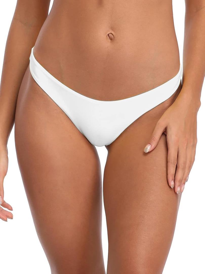 RELLECIGA Women's Cheeky Bikini Bottom (Large, White(see-through When Wet))