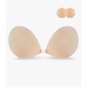 Niidor Adhesive Strapless Bra for Women Sticky Invisible Push up Silicone Bra for Backless Dress 2025 Upgraded Clasp Bras (size b)