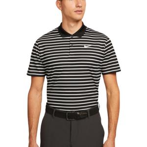 Nike Dri-FIT Mens Victory Core Golf Polo  Solid & Stripe Styles, 4-Way Stretch, Moisture-Wicking Performance Shirt (Large, Black | White (Stripe))