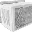 U-shaped Window AC Cover: PVC Mesh for U Shape Window Air Conditioner 8000 10000 12000 BTU, White AC Window Unit Bug Screen Leaf Cover Rain Guard Outside Net Preventing Leaves, Debris, Rain