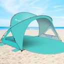 Gorich Beach Tent Sun Shelter with UPF50+ UV Protection for 3/4-5/6-7 Person, Lightweight & Portable Beach Shade Canopy with 2 Zippered Doors, Easy Setup Family Beach Umbrella (Turquoise)