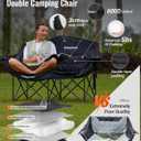 KingCamp Double Camping Chair, Oversized 880lbs Heavy Duty Loveseat for Adults Portable Folding XL 2 Person Couch Padded Comfortable Two Seat with Cup Holder for Outdoor Lawn Backyard, Black