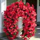 Fake Bougainvillea Artificial Hanging Flowers, 2 PCS Outdoor Faux Plants UV Resistant Realistic Silk Long Trailing Vines for Door Porch Outside Planter Urn Patio Garden Yard Dec, Red