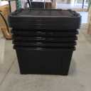 IRIS USA 20 Gallon Lockable Storage Bins with Lids, 5 Pack - Made in USA, Heavy Duty, Stackable Containers, Garage Organizing Bins Moving Tubs, Rugged Sturdy Equipment Utility Box - Black