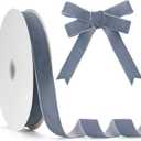 GHGMAO Dusty Blue Velvet Ribbon 1 Inch x 25 Yards, Vintage Velvet Ribbon Blue Christmas Ribbons for Gift Wrapping, Christmas Tree Ornaments, Flower Bouquet, Wreath Decorations, Bow Making