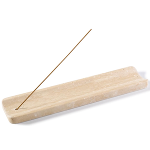 Koville Marble Incense Holder, Incense Holder for Sticks, Incense Sticks Holder Ash Catcher for Meditation Yoga SPA, Natural Stone Incense Burner, Home Table Decor (Travertine),Damage