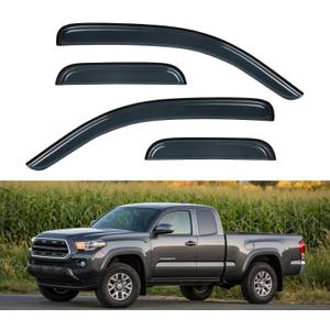 Original 4pcs Rain Guards Set, Outside Mount Window Deflectors, Good Looking Side Window Visors Compatible with 2005-2015 Toyota Tacoma Extended Cab (Access Cab) Pickup |TY4P07|