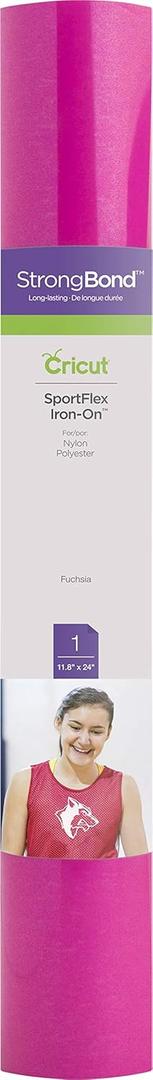 Cricut Sportflex Iron On - Fuchsia, 2ft Roll (12"x24"), HTV Heat Transfer Vinyl for Sportswear (Polyester & Nylon) - Compatible with Cricut Heat Press + Maker & Explore Machines