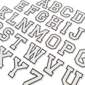 AXEN 26pcs Iron on Letter Patches, Fully Embroidered Varsity Alphabet A-Z Patches for Clothing Hoodies Jacket Backpacks Hat, White 3.1"