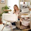 3 in 1 Baby Bassinet, Rocking Bedside Bassinet for Baby with Mesh Design & Soft Mattress, Bassinet Bedside Sleeper for Newborn InfantPortable Nest with Storage Basket, Easy Assemble & Folding Beige, Twin
